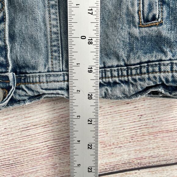 BlankNYC Distressed Trucker‎ Denim Jean Jacket Women's Size XS Blue Light Wash - Picture 6 of 6